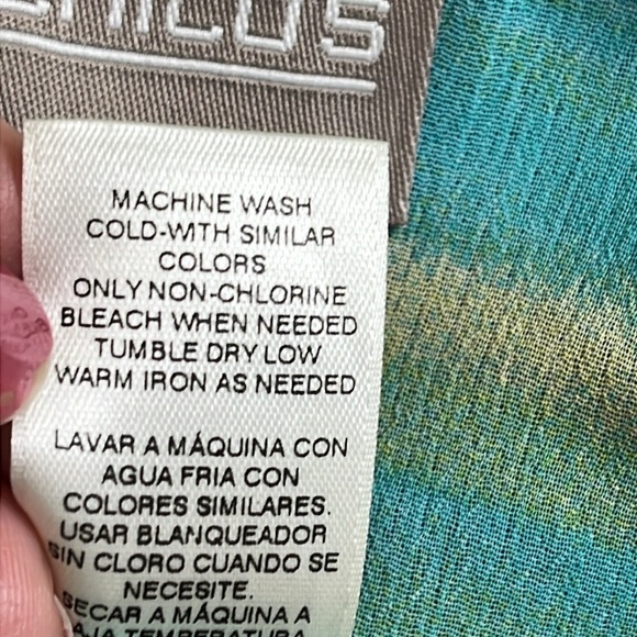 Chico's Vibrant Blue and Yellow Poncho top, semi sheer, size small/ medium - Picture 8 of 14